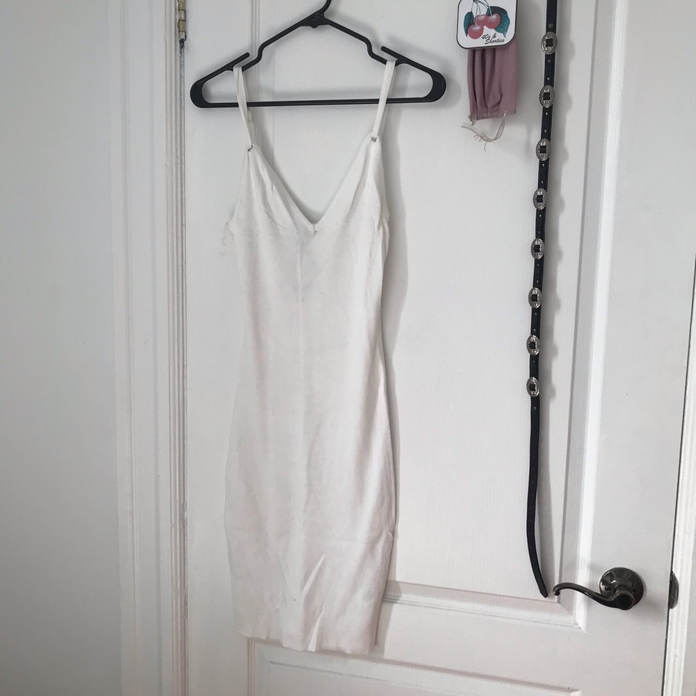 SOLD- White v neck dress